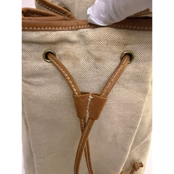 Vintage Polo Ralph Lauren Leather Canvas Bucket Shoulder Bag Travel Backpack - Picture 9 of 12